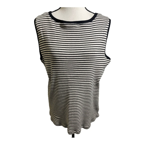 Lauren Ralph Lauren Womens striped sleeveless top. Plus size 3X. Cotton. - Picture 1 of 8